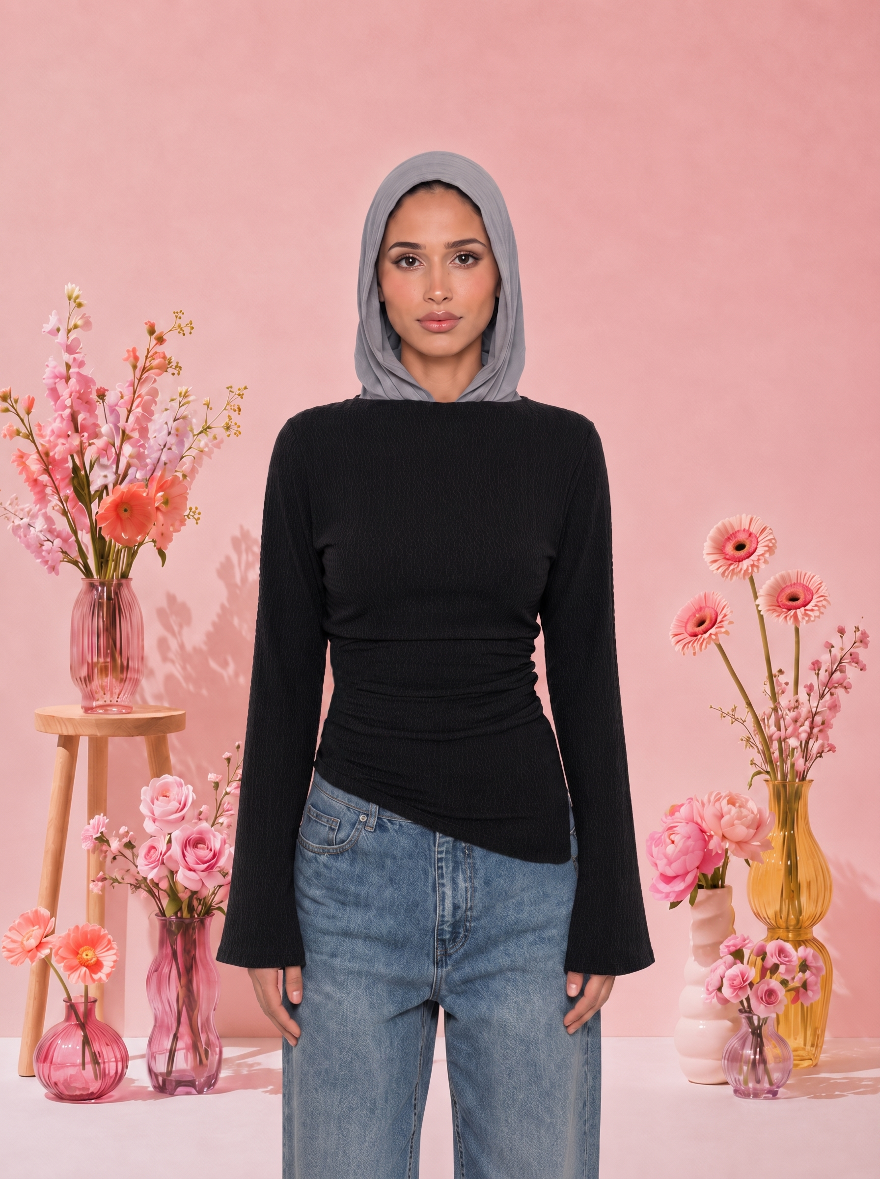 Side buttoned long sleeve top