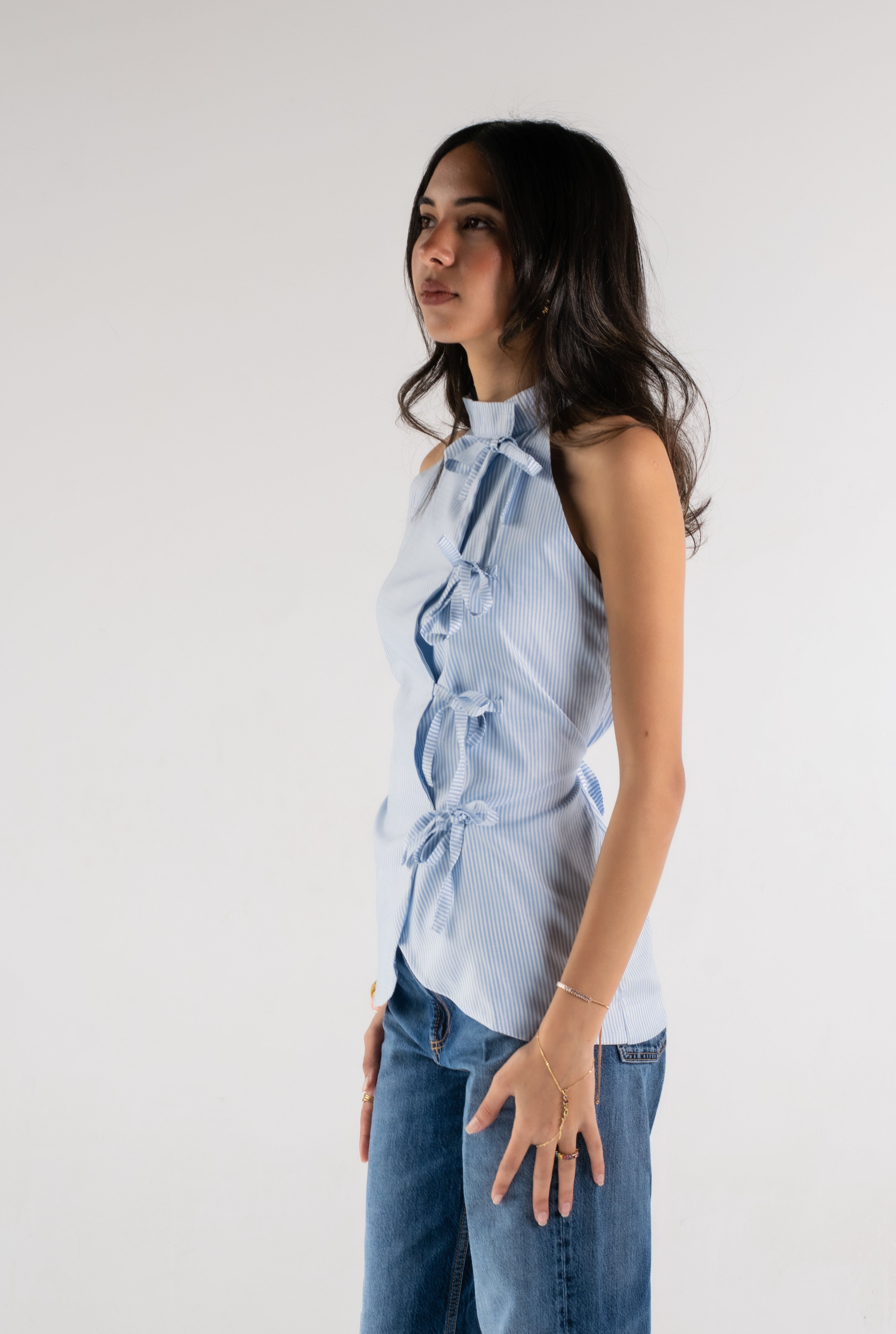 Ribboned Halter Shirt