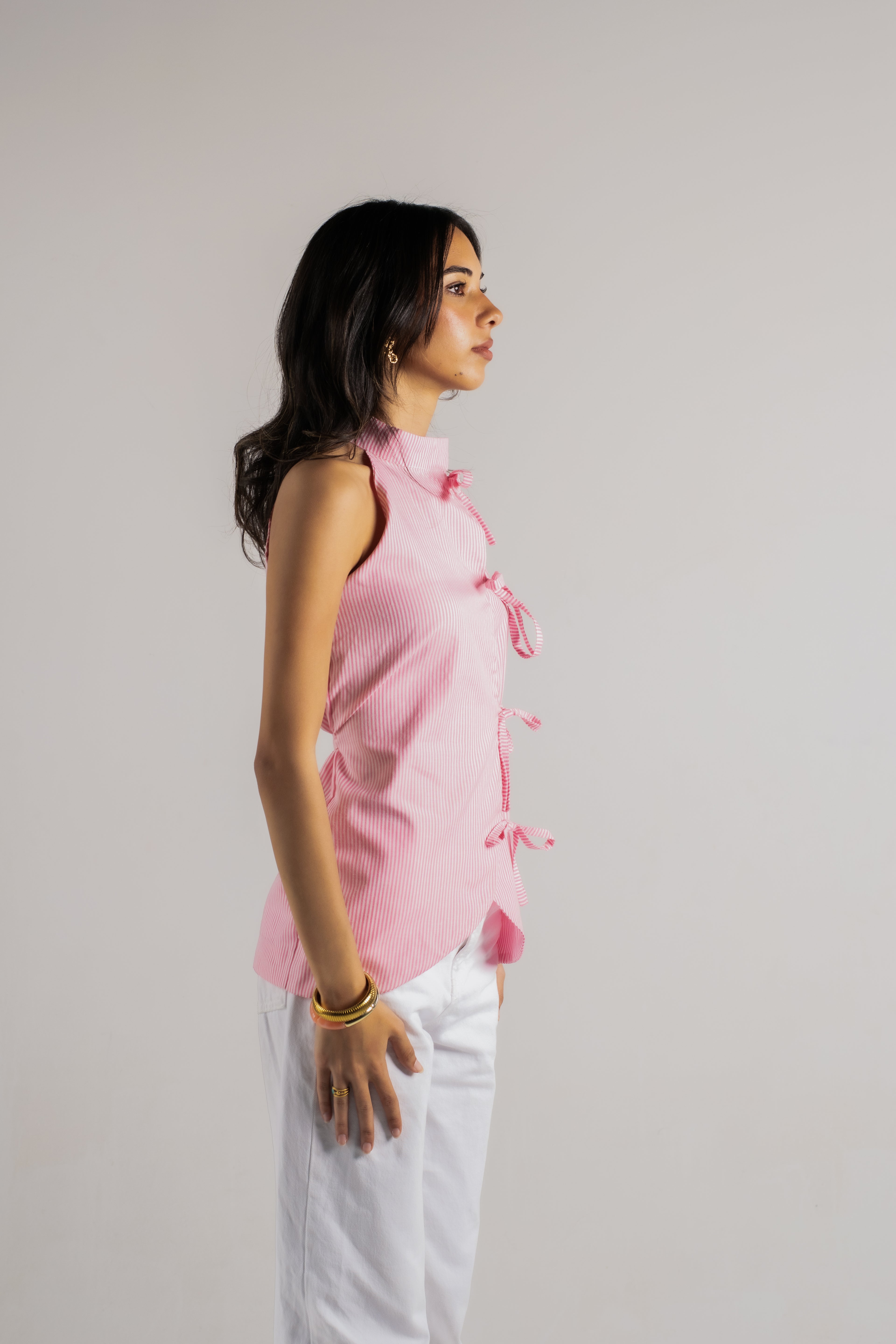 Ribboned Halter Shirt
