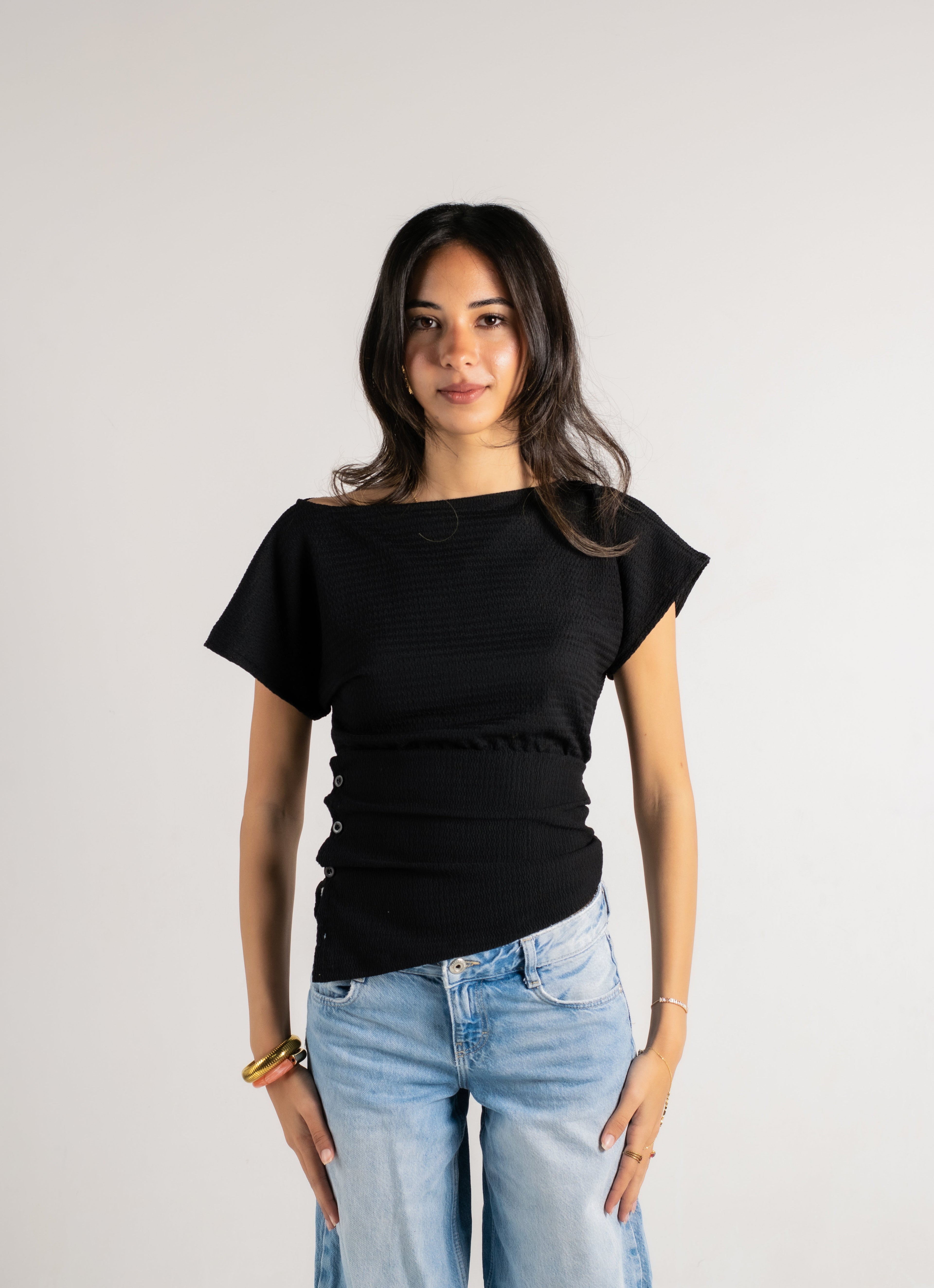 Side Buttoned Flow Top