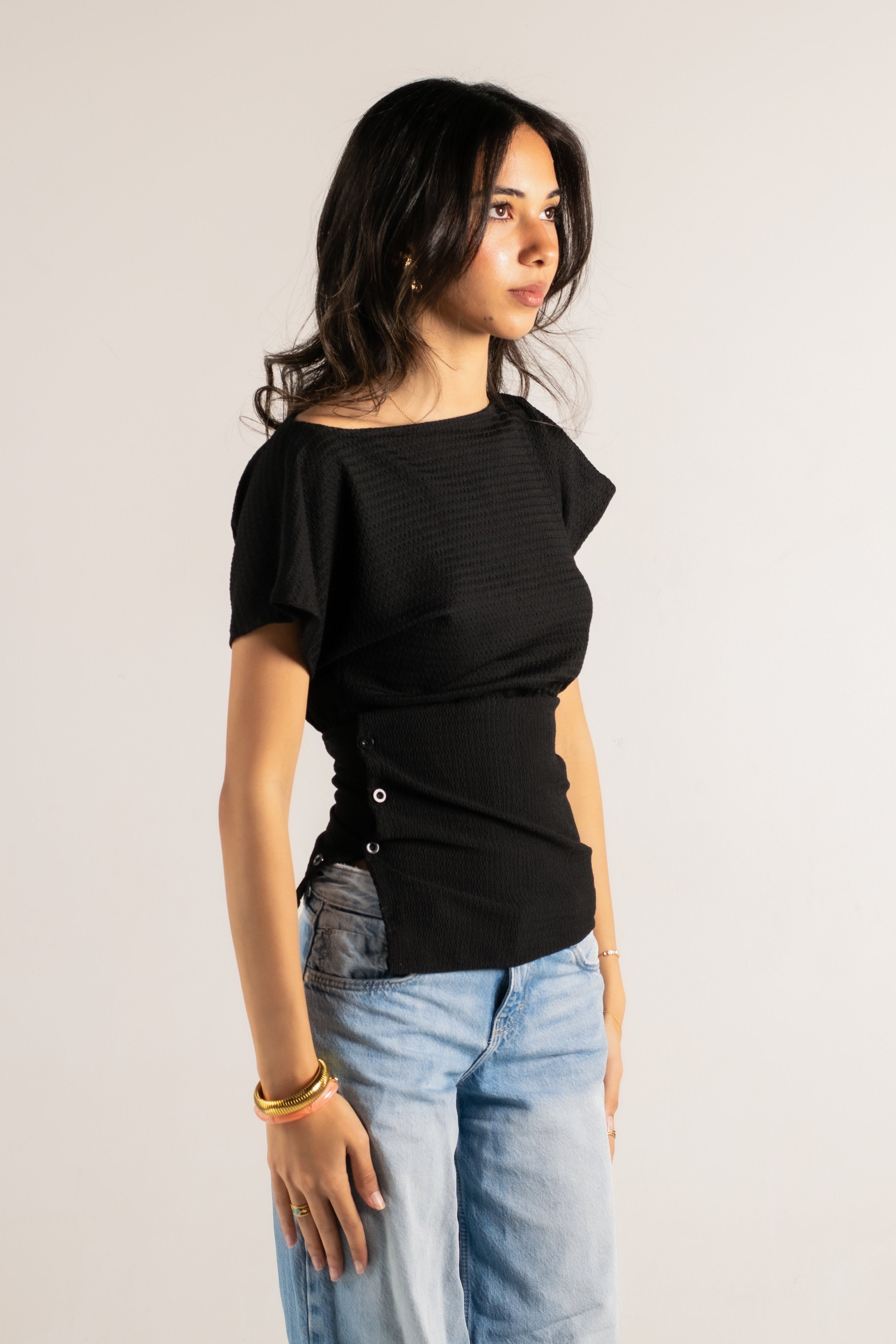 Side Buttoned Flow Top