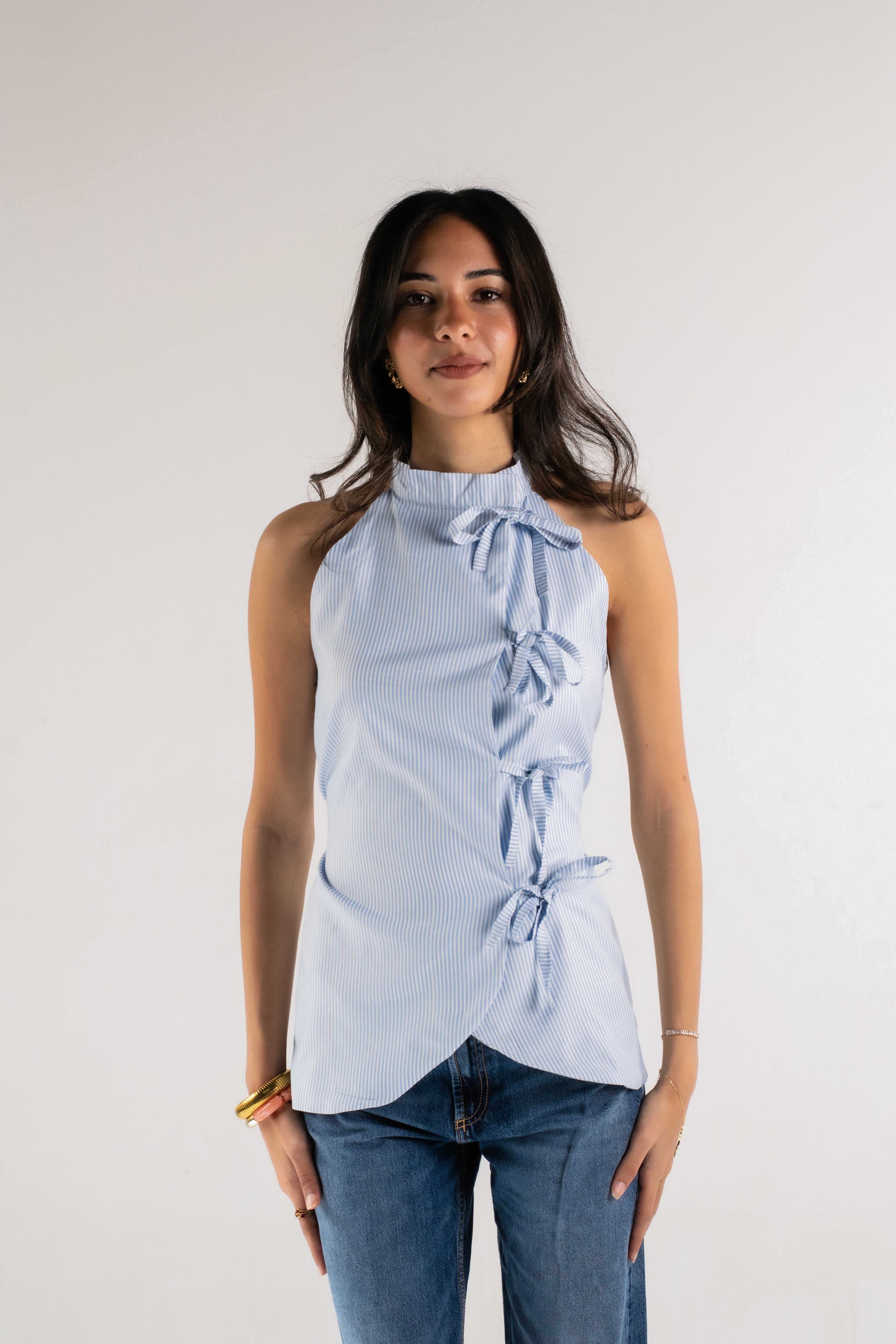 Ribboned Halter Shirt