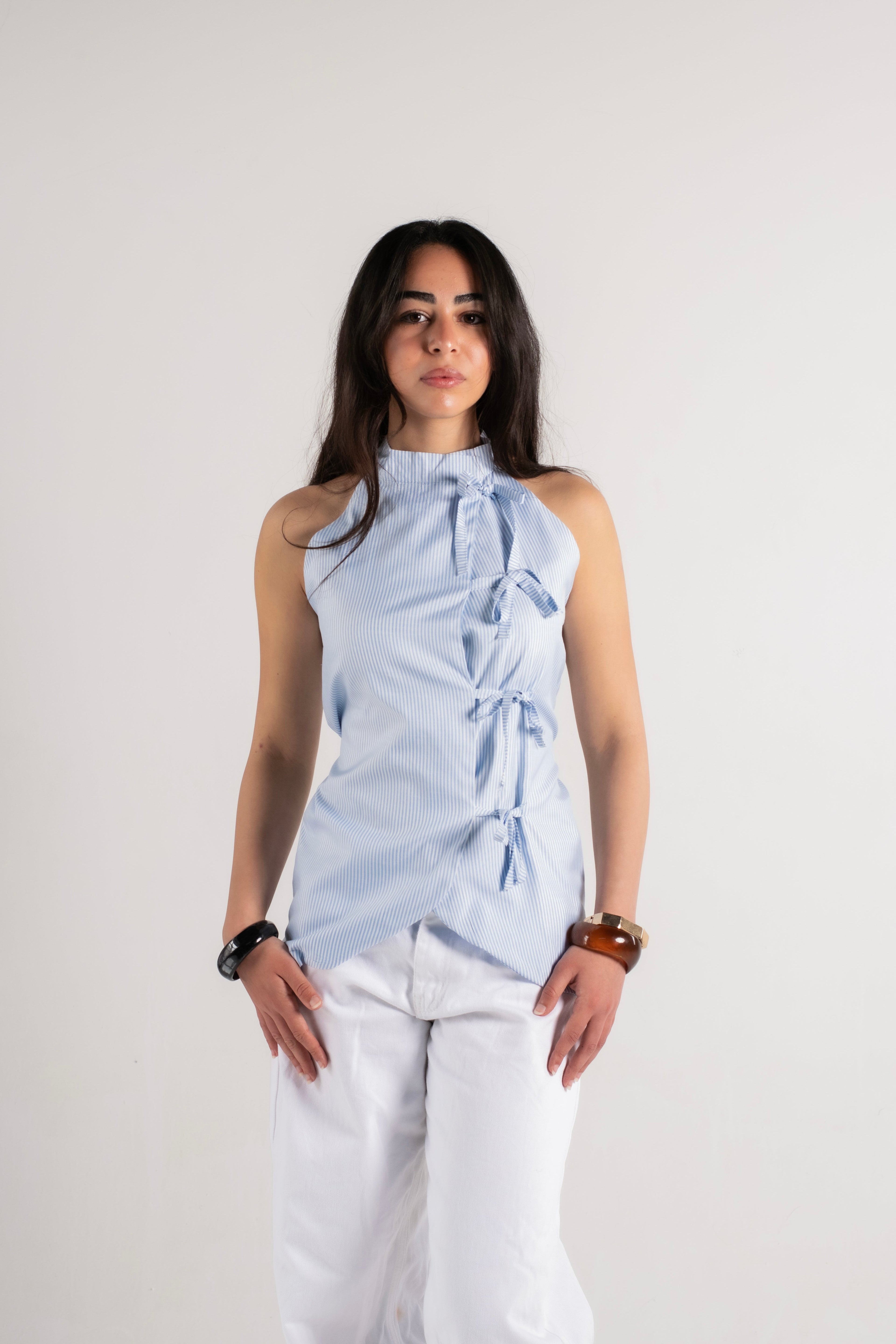 Ribboned Halter Shirt