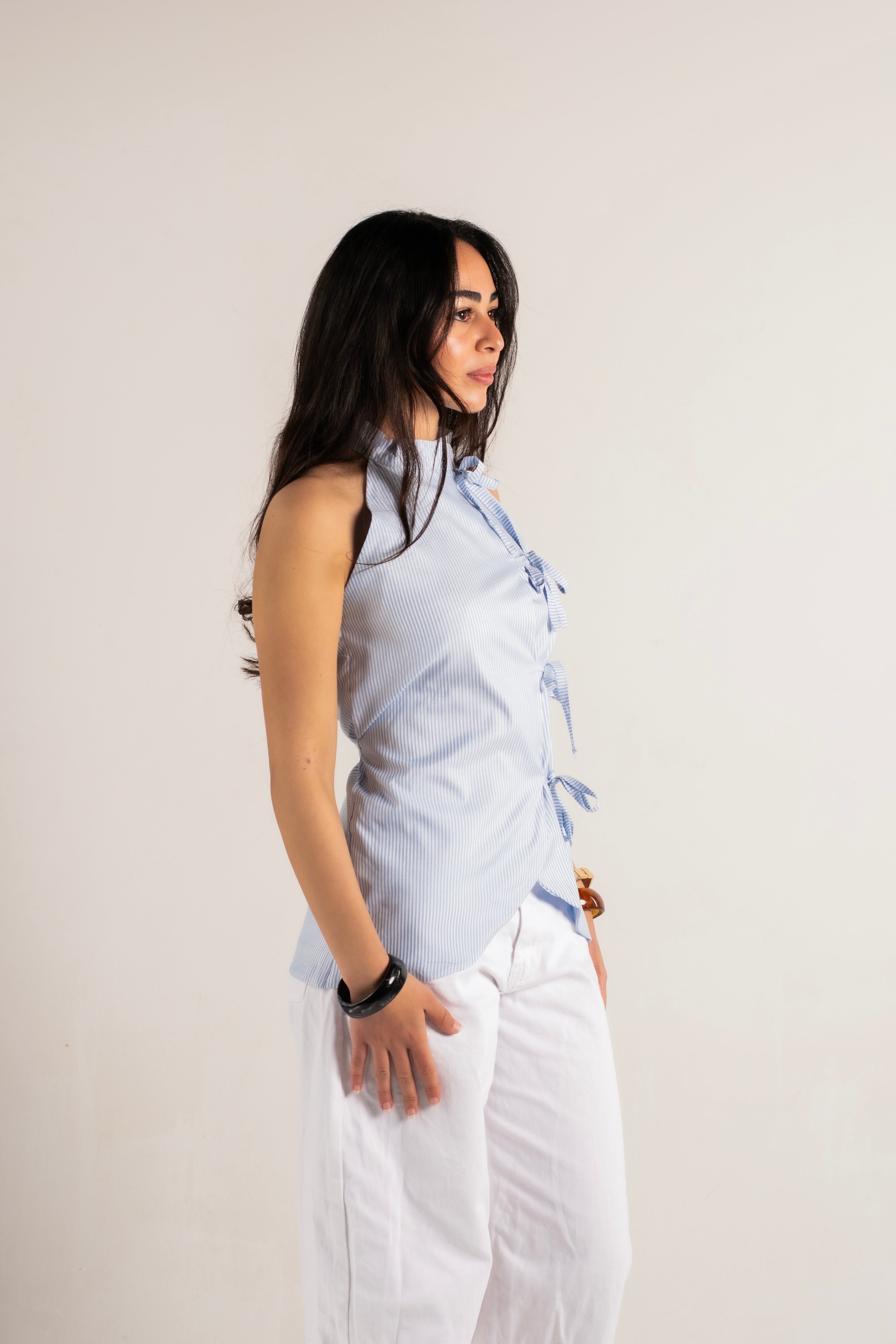 Ribboned Halter Shirt