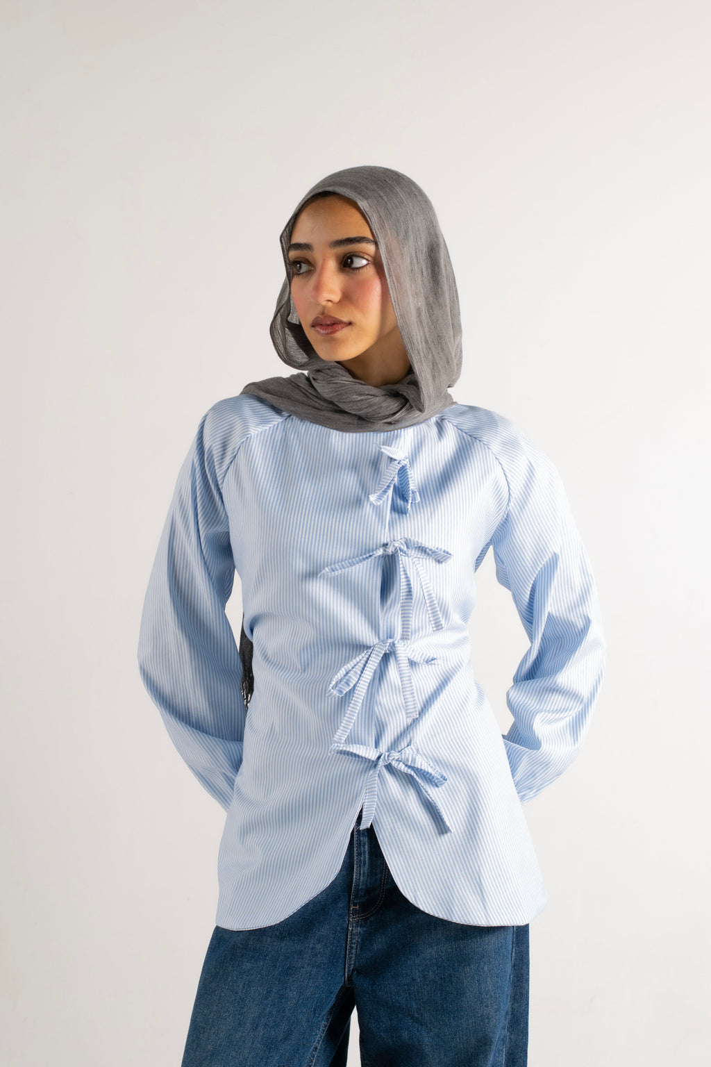 Ribboned Long Sleeve Shirt