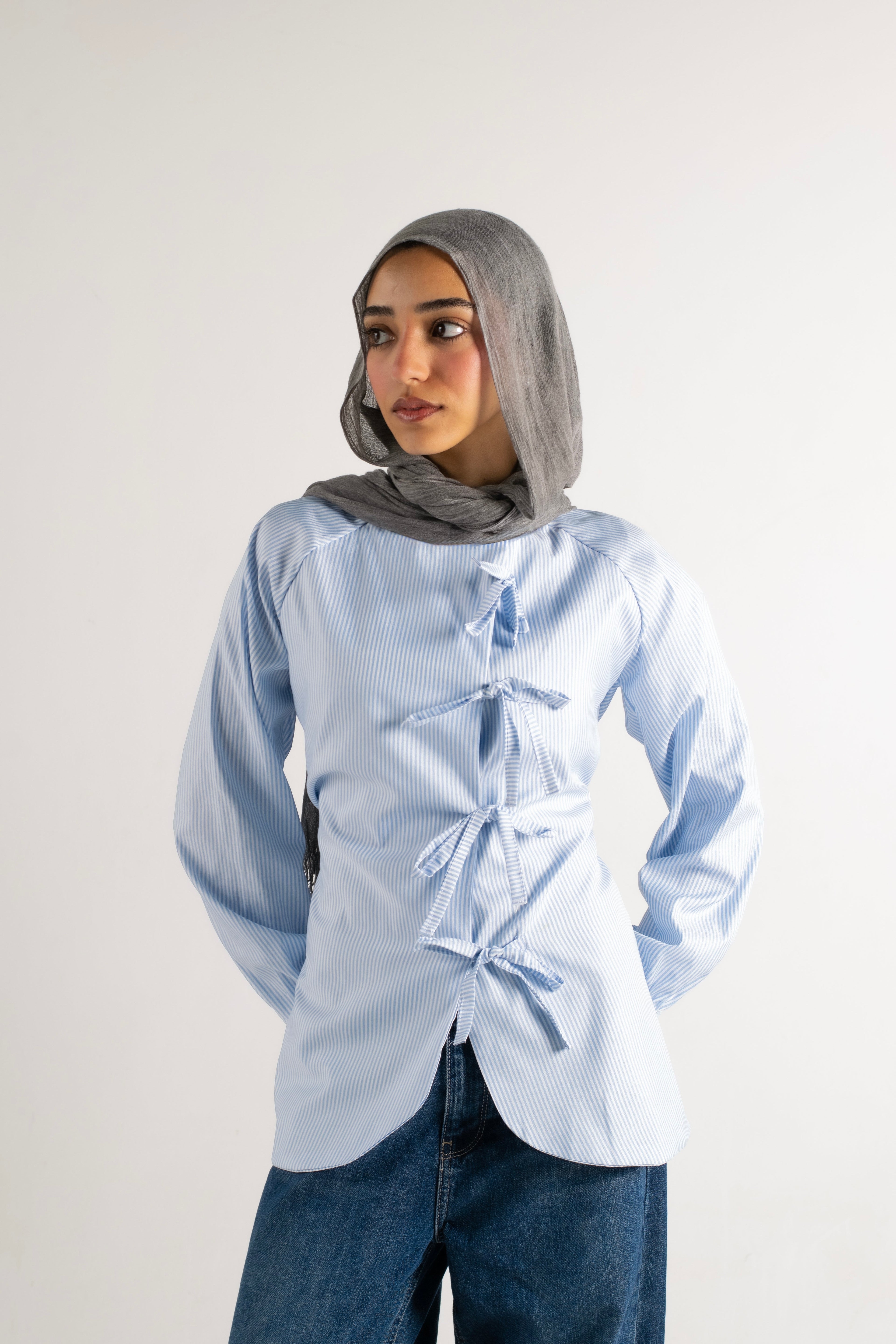 Ribboned Long Sleeve Shirt