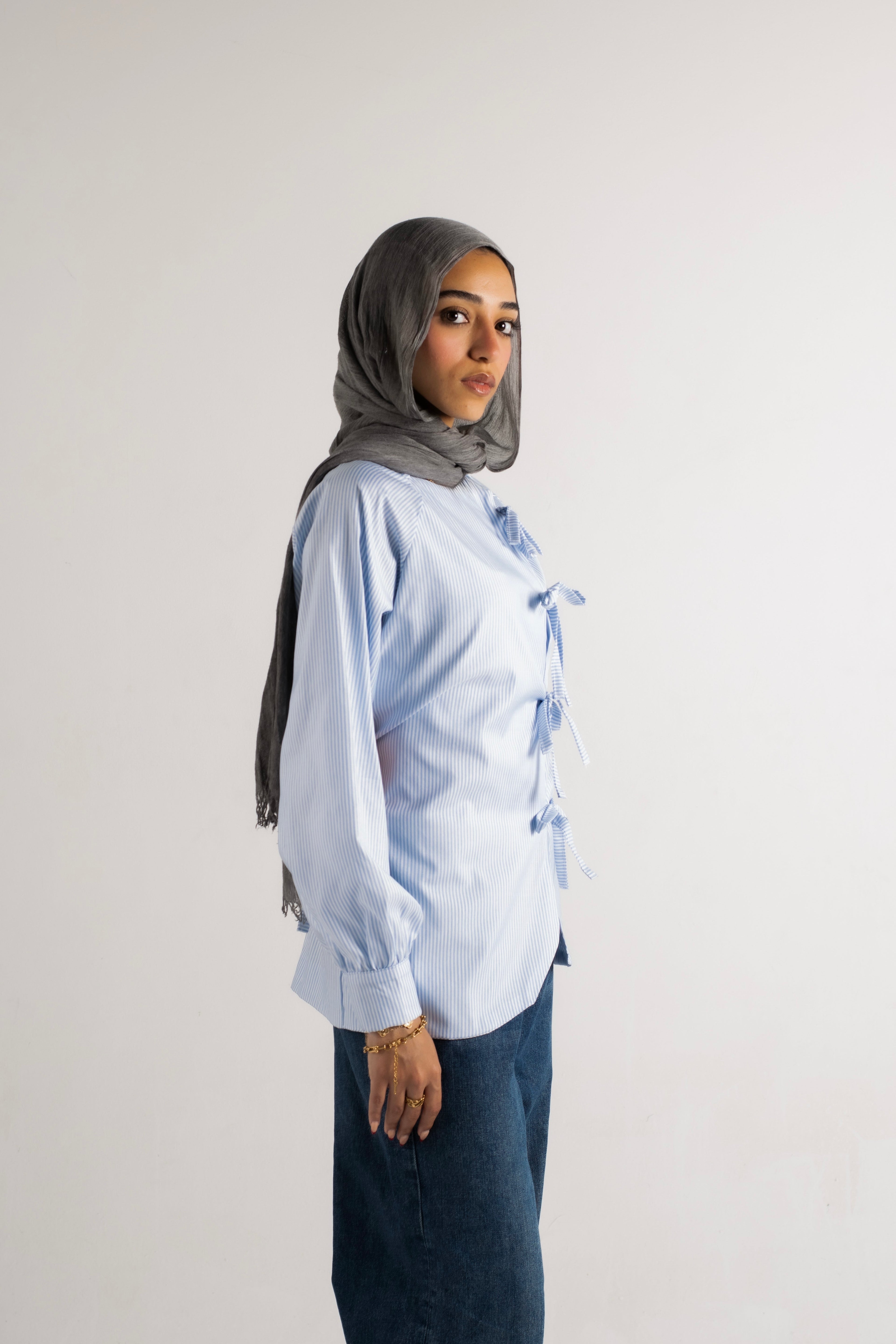 Ribboned Long Sleeve Shirt