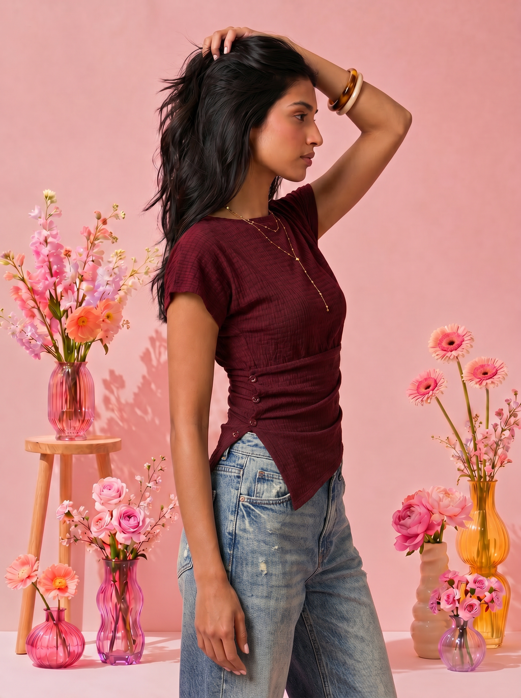 Side Buttoned Flow Top