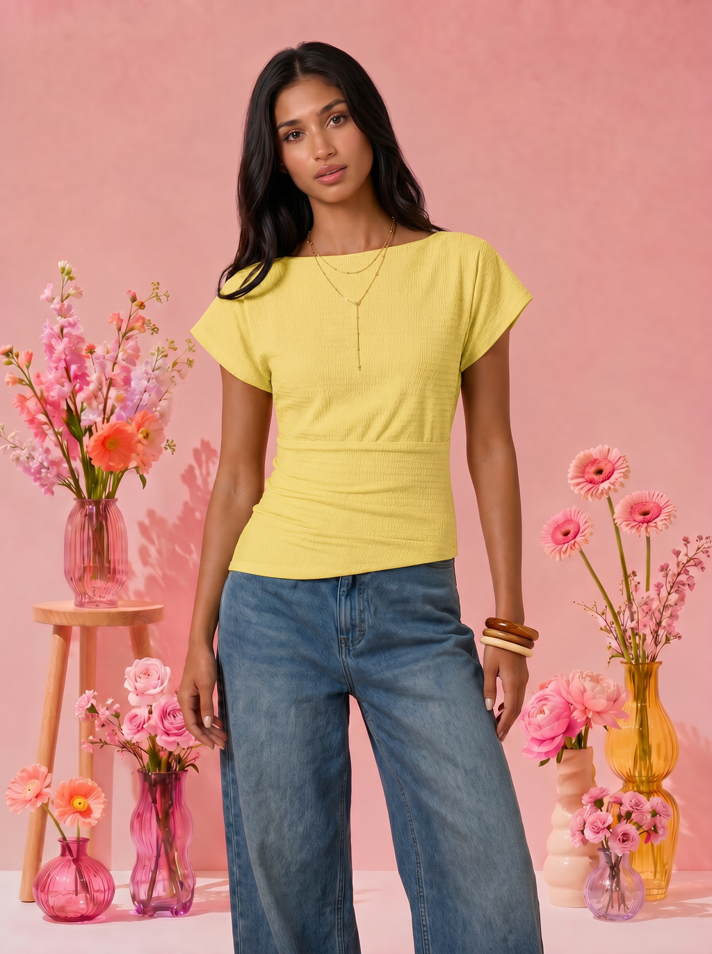 Side buttoned flow top - YELLOW
