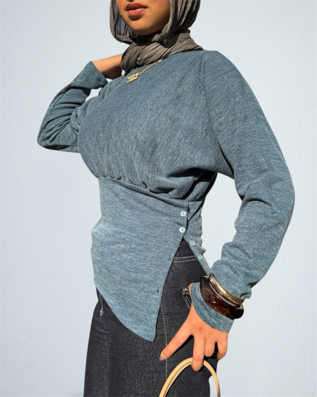 Side-Buttoned Knit Top