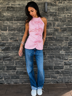 Halter Ribboned Shirt- baby pink
