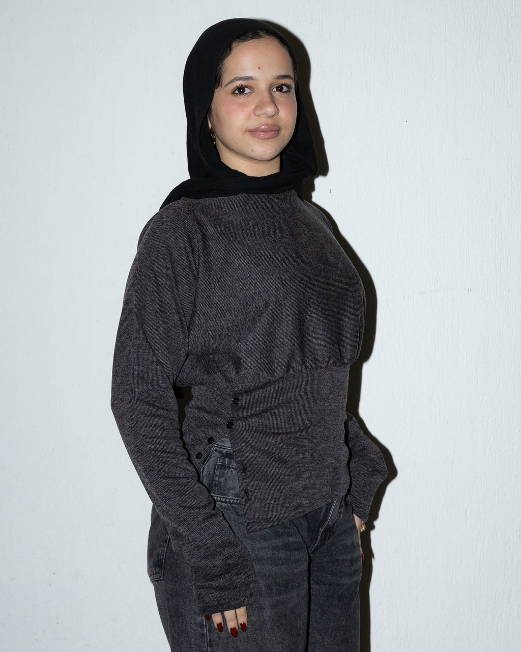 Side-Buttoned Knit Top