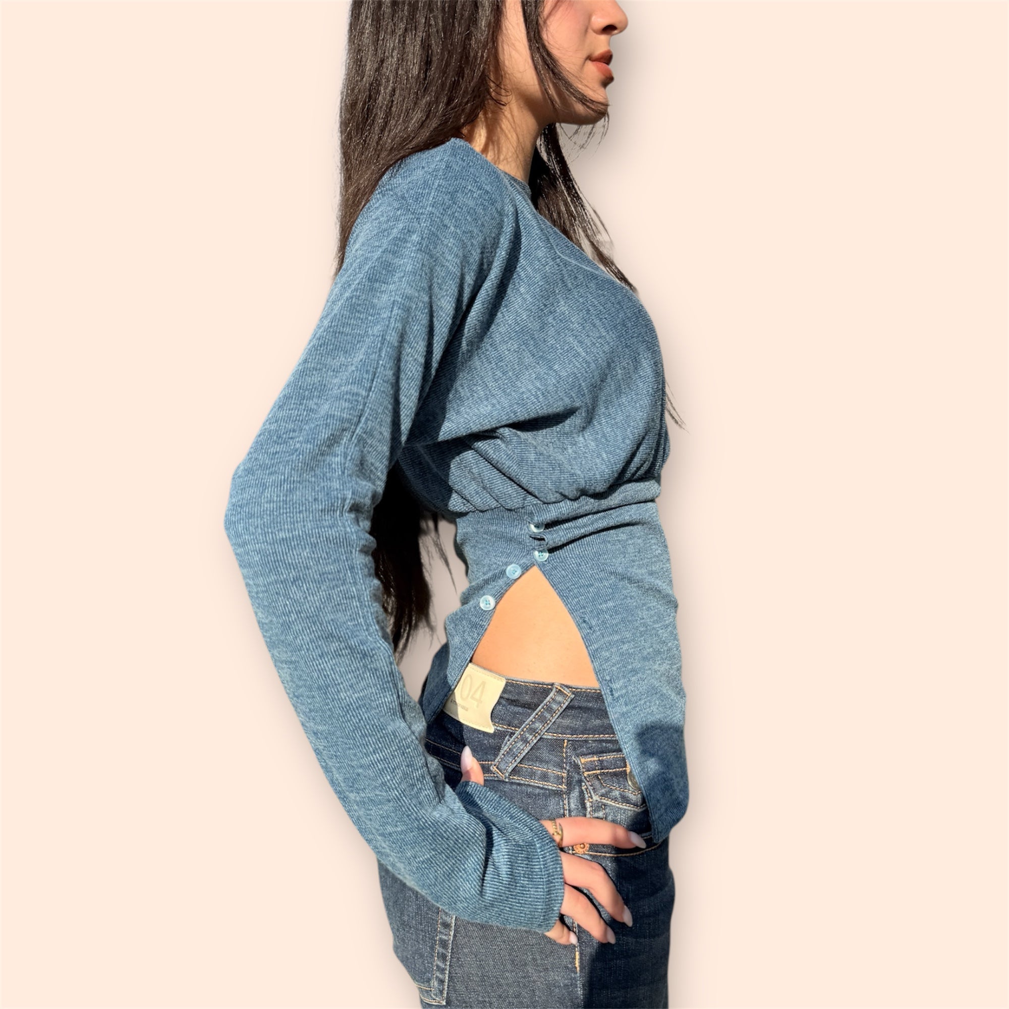 Side-Buttoned Knit Top